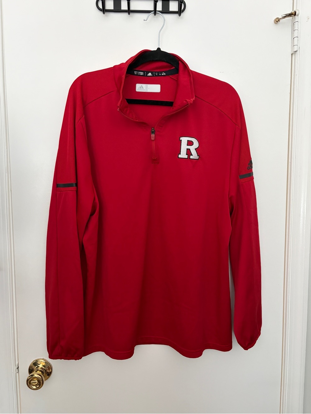 adidas x Rutgers Athletics - Red Quarter-Zip Pullover with White 'R' Patch